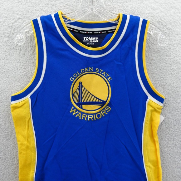Tommy Jeans Dress Womens Small Golden State Warriors Blue Yellow Sleeveless NBA - Picture 3 of 8